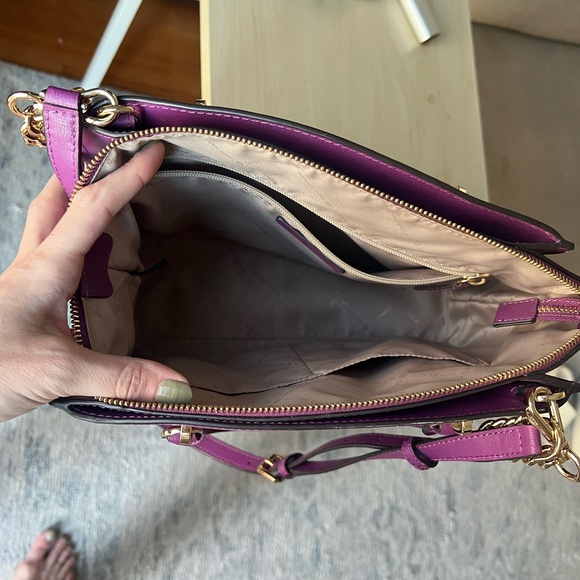 Michael Kors Leather Medium Top Zip Satchel Bag (purple) - Picture 4 of 7